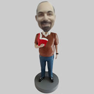 Custom man hold book bobbleheads