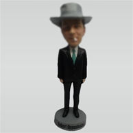 Custom black suit male bobble heads