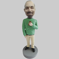 Custom casual man hold beer bobbleheads