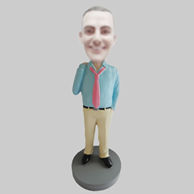 Custom pink tie bobbleheads