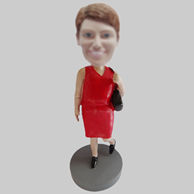 Custom red dress bobblehead