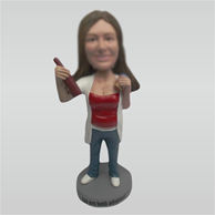 Custom female hold beer bobbleheads