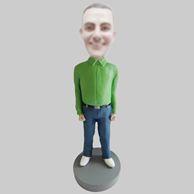 Custom green shirt bobbleheads