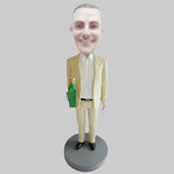 Custom suit male hold Bottle bobbleheads