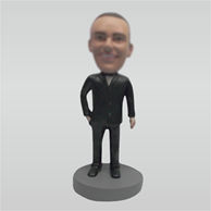 Customize black suit man bobblehead dolls