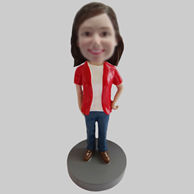 Custom red coat girl bobbleheads