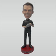 Custom black shirt bobble heads