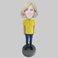 Custom yellow shirt female bobbleheads