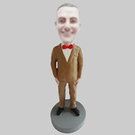Personalized custom brown suit bobbleheads