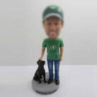 Personalized custom man with dog bobbleheads