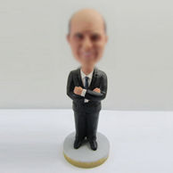 Personalized custom black suit man bobbleheads