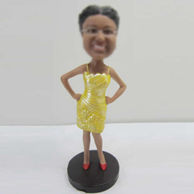 Personalized custom yellow dress bobbleheads