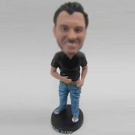 Personalized custom blue jeans bobble heads