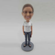 Personalized custom casual girl bobbleheads