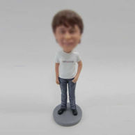 Personalized custom casual man bobble head doll