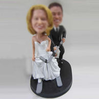 Personalized custom Hockey fans wedding cake bobbleheads