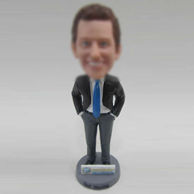 Personalized custom black suit bobblehead