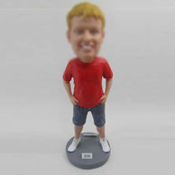 Personalized custom red shirt bobbleheads