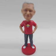 Personalized custom red shirt bobble heads