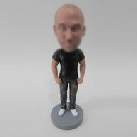 Personalized custom black shirt bobbleheads