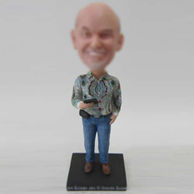 Personalized custom man with blue jeans bobbleheads