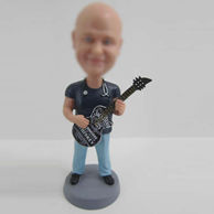 Personalized custom man with guitar bobblehead