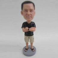 Personalized custom tan shorts bobbleheads