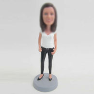 Personalized custom Black high-heeled bobbleheads