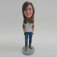 Personalized custom female with boots bobbleheads