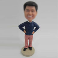 Personalized custom blue Sweaters bobbleheads