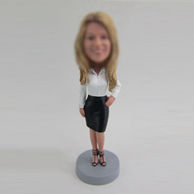 Personalized custom female worker bobbleheads