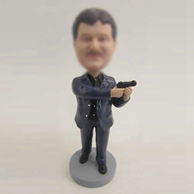 Personalized custom man with gun bobbleheads