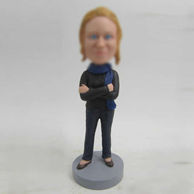 Personalized custom blue Scarf bobbleheads