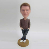 Personalized custom gray Sweaters bobbleheads