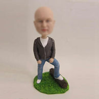 Personalized custom gray coat bobbleheads