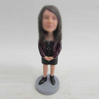 Personalized custom casual female bobble head