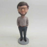Personalized custom bobbleheads with gray shirt