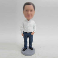 Personalized custom casual man bobblehead