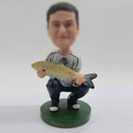 Personalized custom man with big fish bobbleheads