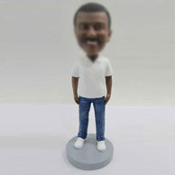 Personalized custom casual man bobble head