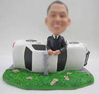Personalized custom man with car bobbleheads