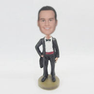 Personalized custom Black tuxedor bobbleheads