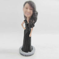 Personalized custom black dress bobble head