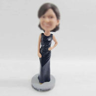 Personalized custom navy blue dress bobbleheads