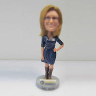 Personalized custom bobbleheads wiht blue dress