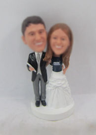 Personalized custom happiness wedding cake bobblehead dolls