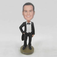 Personalized custom Black tuxedor bobble heads