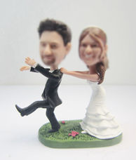 Personalized custom beach wedding cake bobble heads