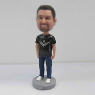 Personalized custom black Tshirt bobbleheads