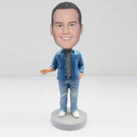 Personalized custom blue coat bobbleheads